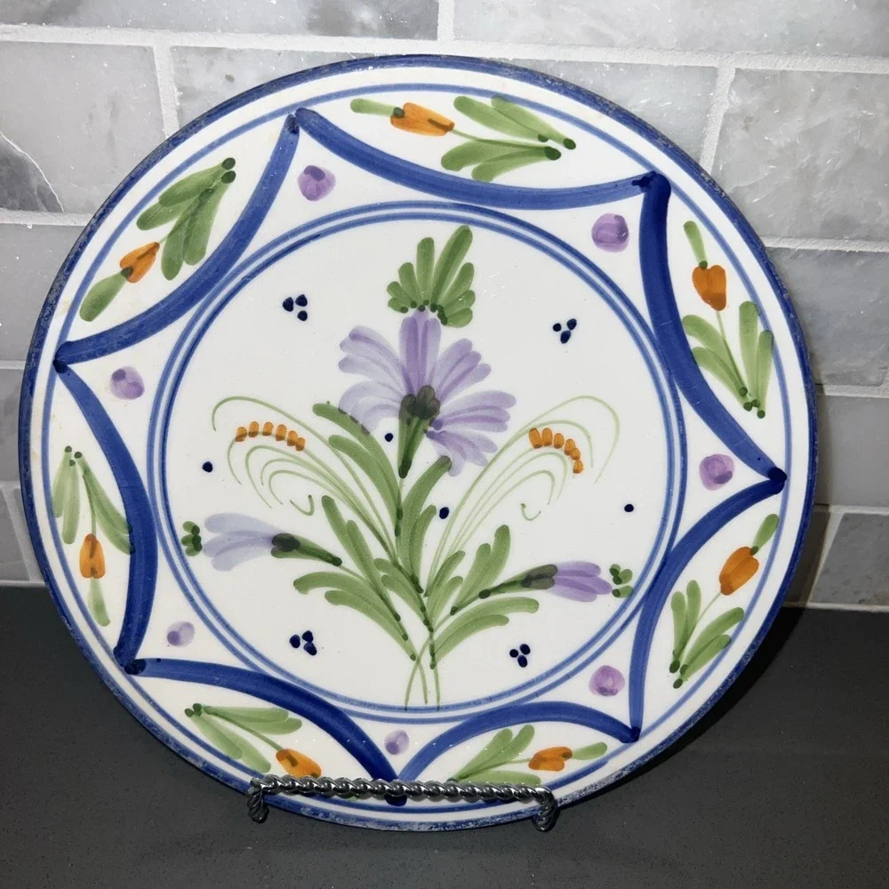 Manises Plate Set (2) Handmade Vintage Flower